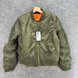 New Monkey Ride Jacket L Large Green Long Sleeve Full Zip Pockets Lined Casual